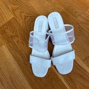 Forever 21 white heeled sandals